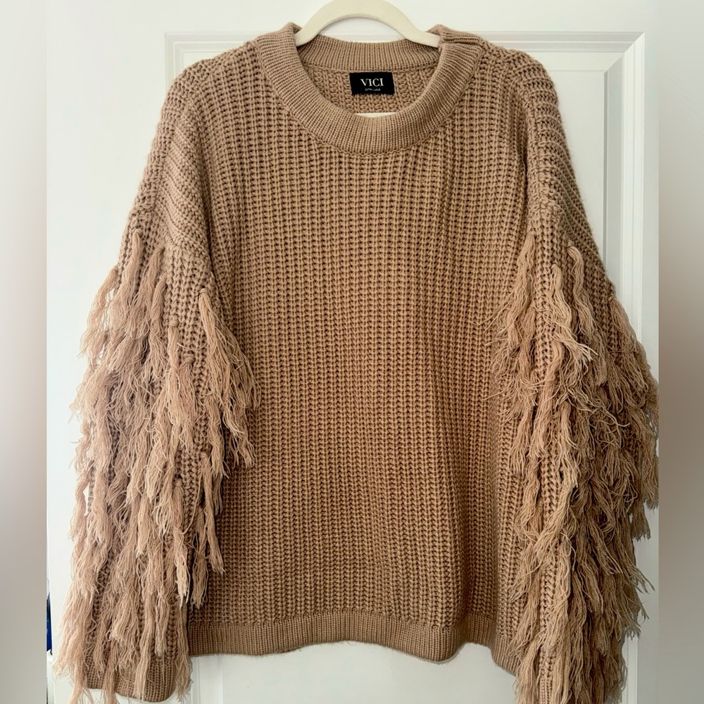 Vici Fringe Sleeve Sweater XL